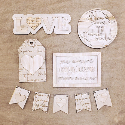 Love Language Valentine Decor - Great for Tiered Trays - Ready to Paint Kit