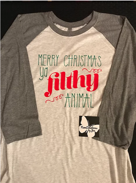 Camiseta unisex de béisbol/raglán "Feliz Navidad, Ya Filthy Animal"