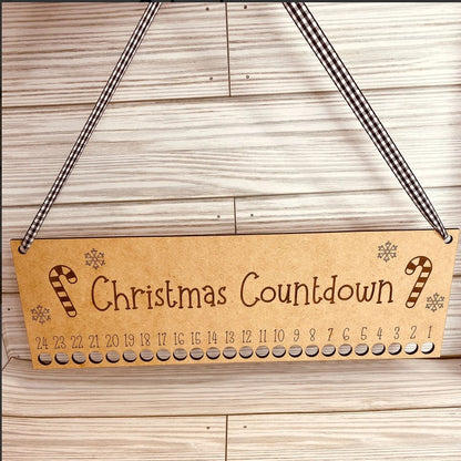 Candy Cane Advent Christmas Countdown Hanging Sign