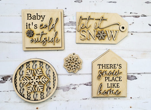 Bandeja escalonada Snow Place Like Home: kit listo para pintar