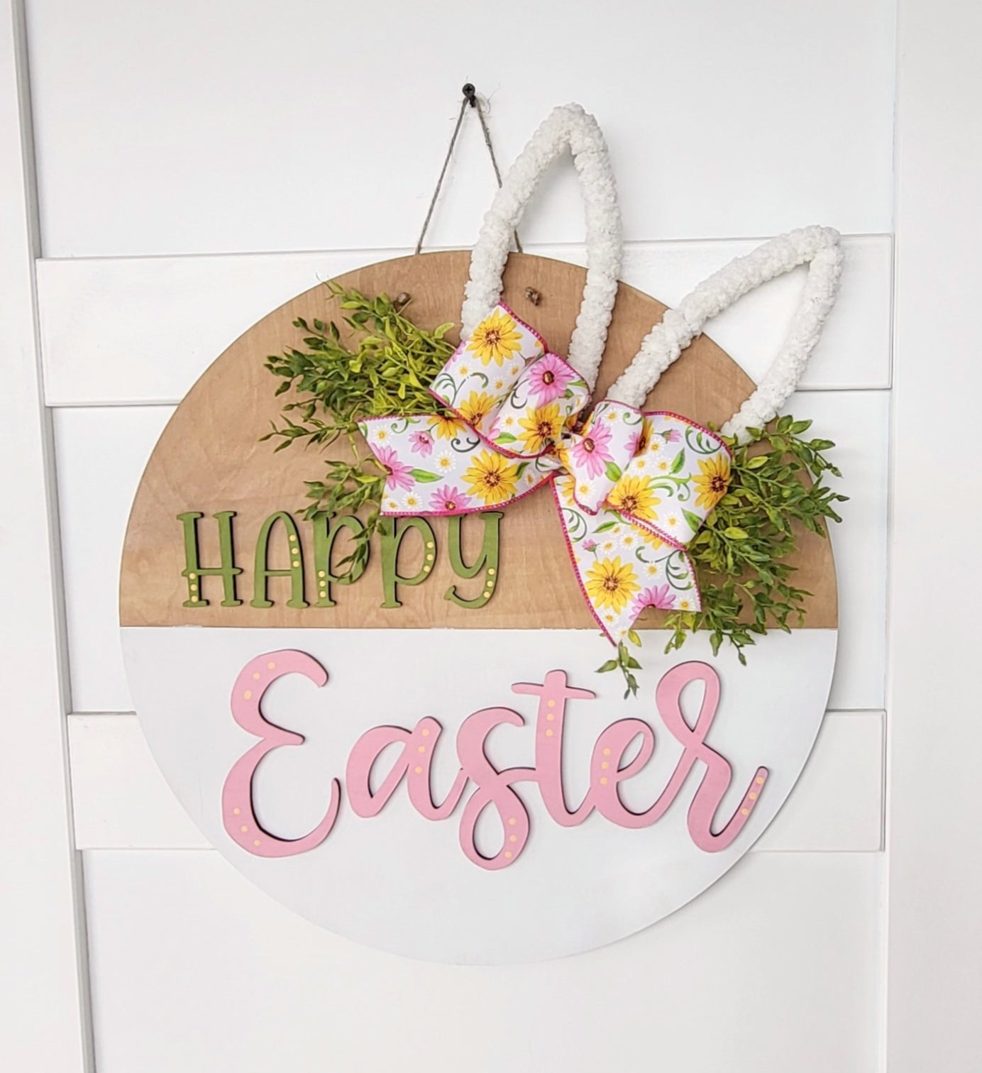 Happy Easter Bunny Ear Door Hanger Kit - Round - Various Sizes