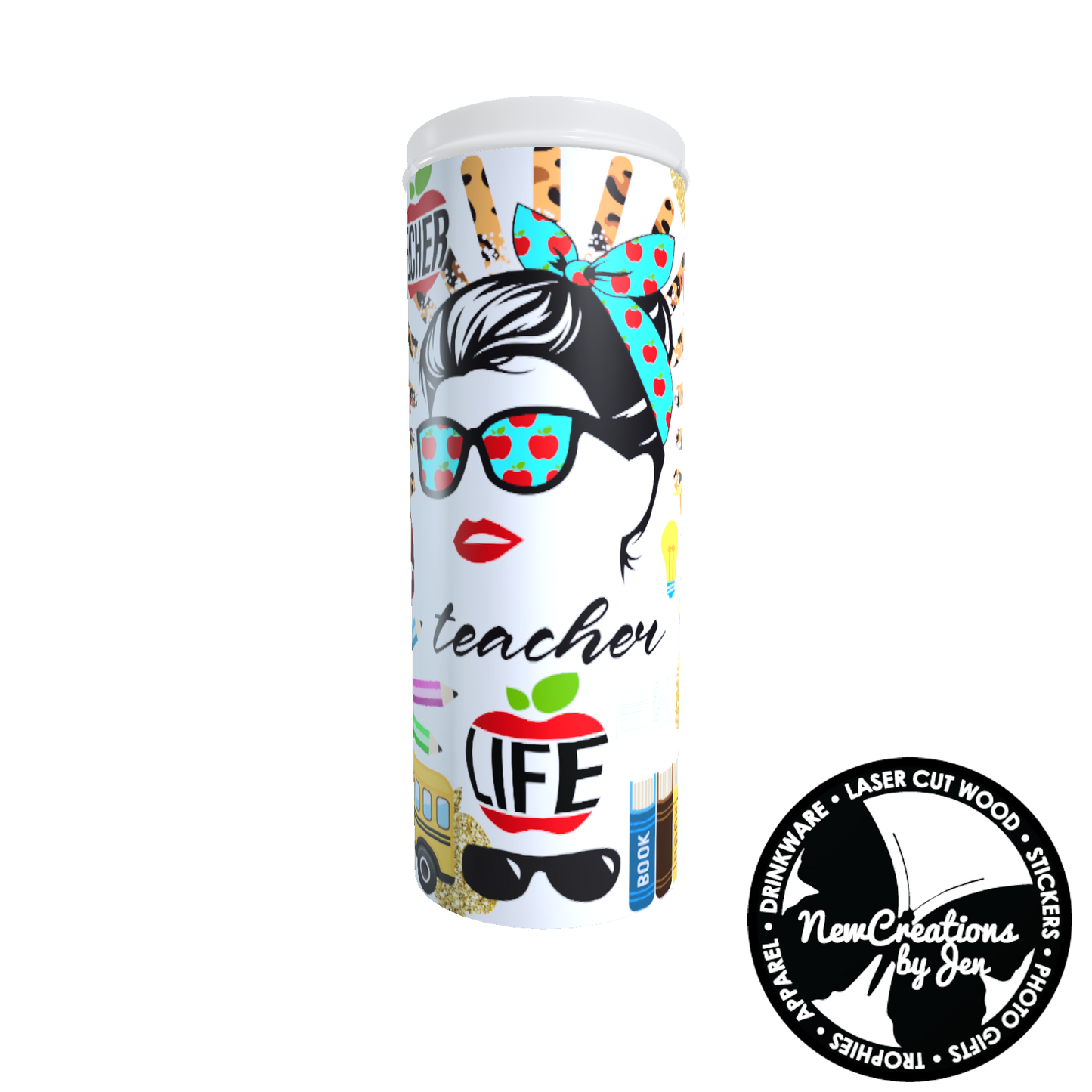 Vaso delgado de acero inoxidable Teacher Life - 20 oz