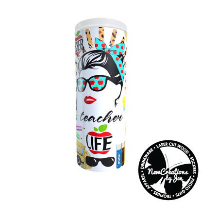 Vaso delgado de acero inoxidable Teacher Life - 20 oz