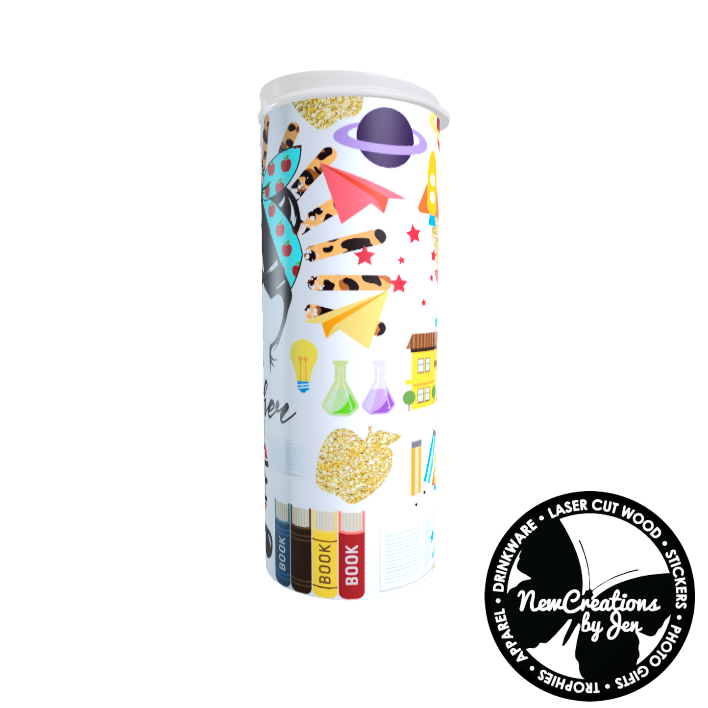 Vaso delgado de acero inoxidable Teacher Life - 20 oz