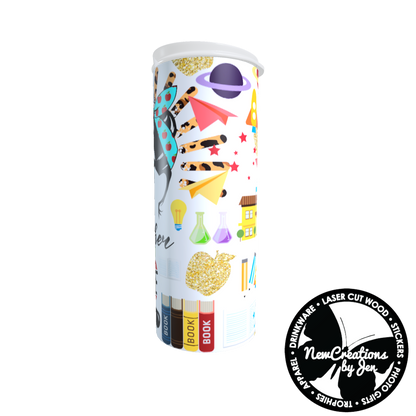 Vaso delgado de acero inoxidable Teacher Life - 20 oz