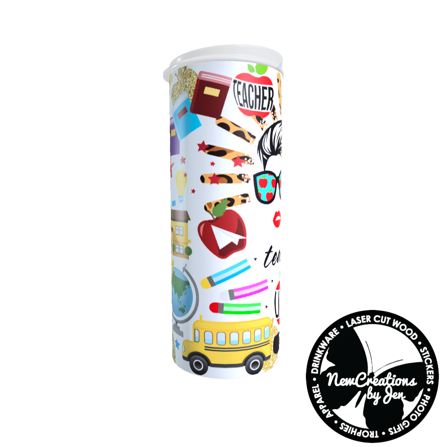 Vaso delgado de acero inoxidable Teacher Life - 20 oz