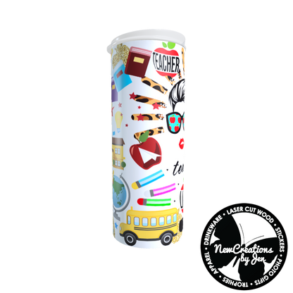 Vaso delgado de acero inoxidable Teacher Life - 20 oz