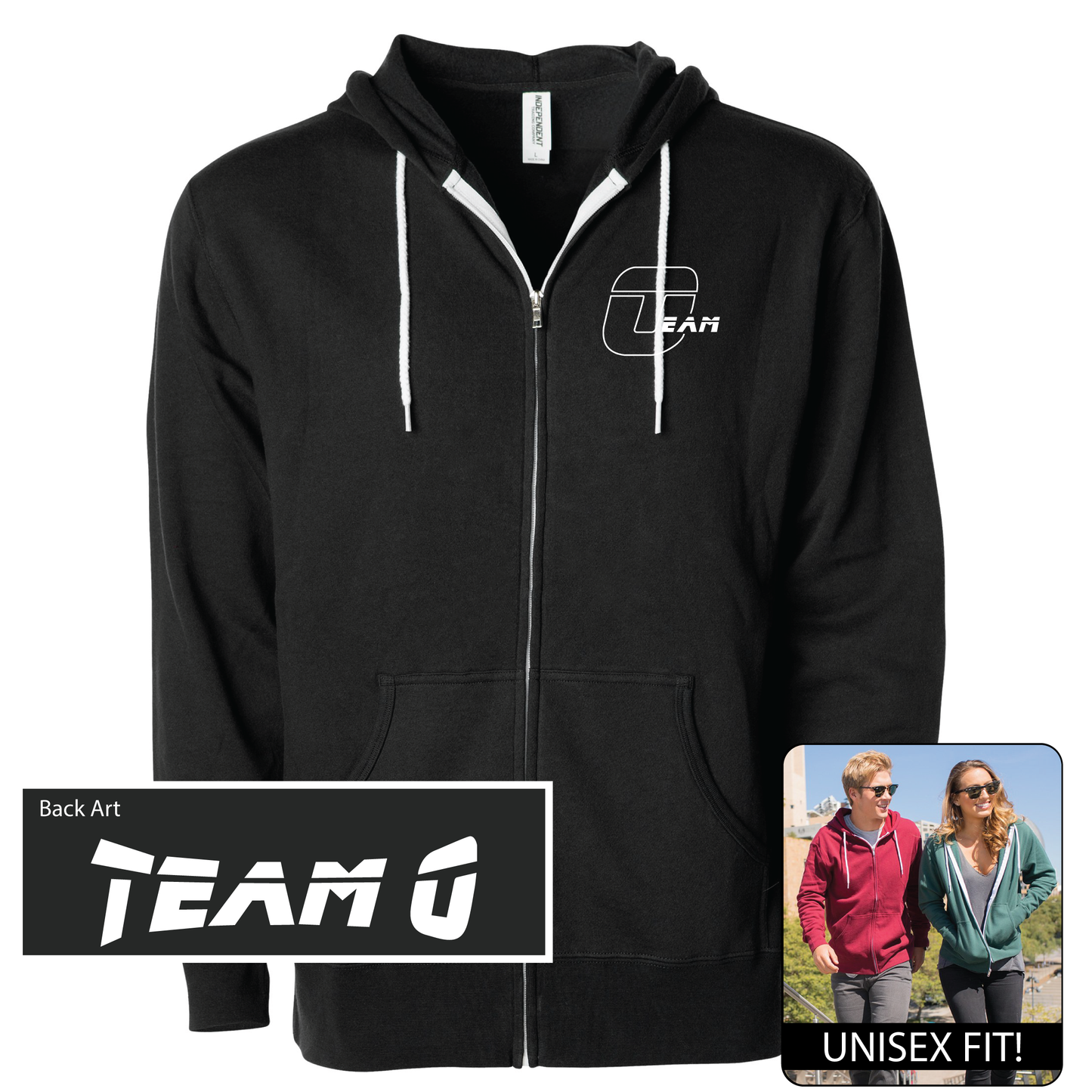 TEAM O Unisex Lightweight Fitted Zip-Up Hooded Sweatshirt AFX90UNZ