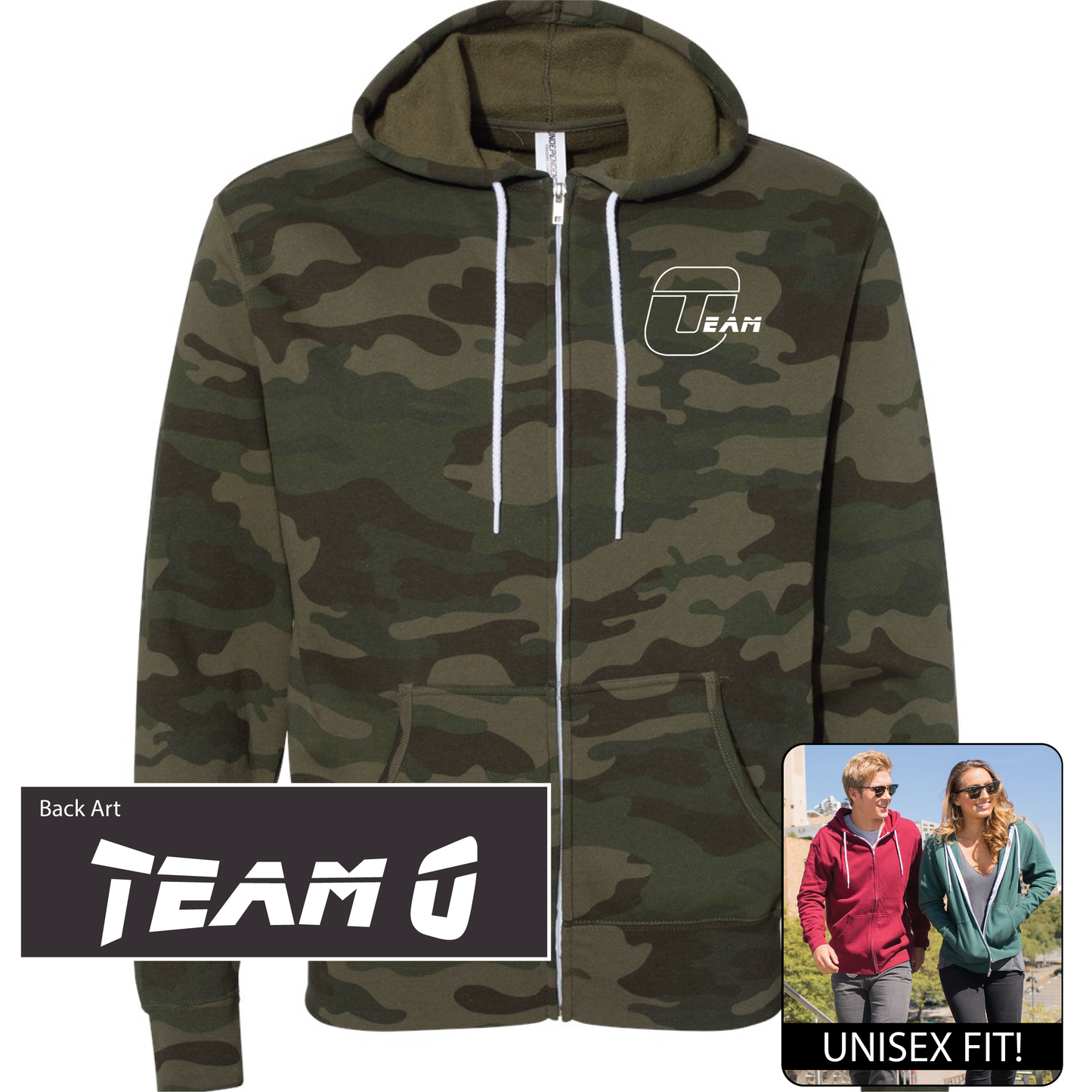TEAM O Unisex Lightweight Fitted Zip-Up Hooded Sweatshirt AFX90UNZ
