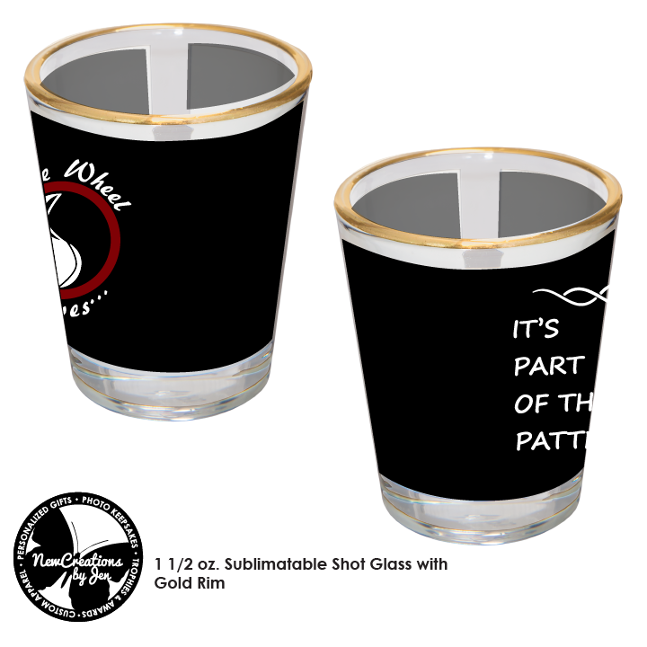 TWW - Vaso de chupito con texto "La Rueda teje y palabras"
