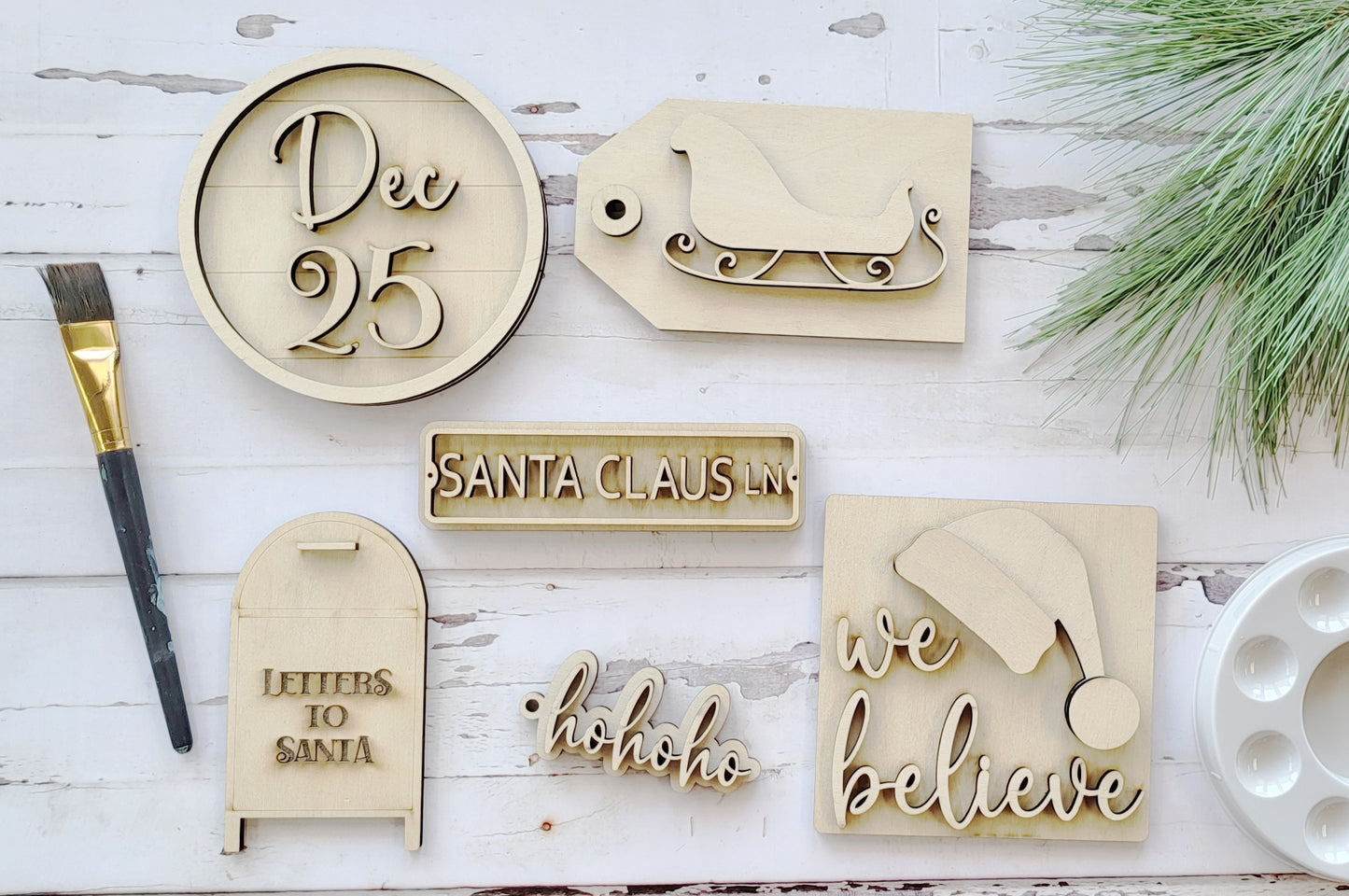 Bandeja escalonada "Santa - We Believe" - ​​Kit listo para pintar