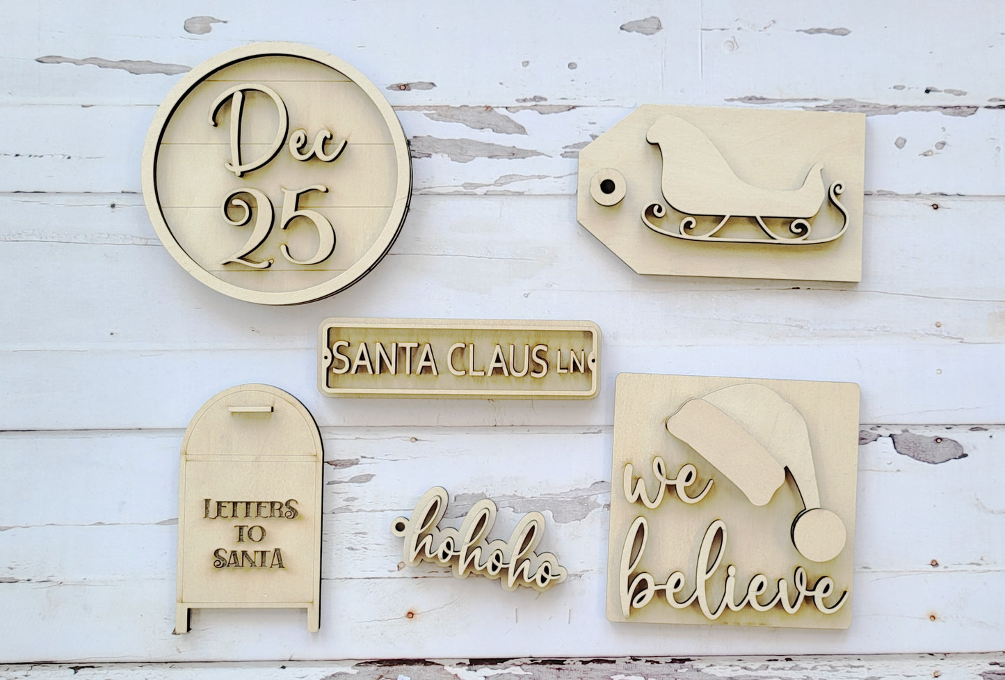 Bandeja escalonada "Santa - We Believe" - ​​Kit listo para pintar