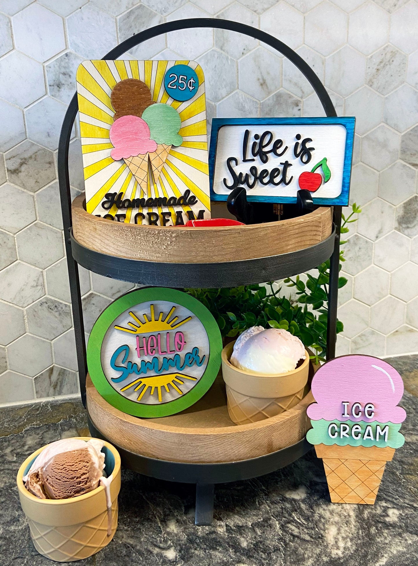 Kit de bandeja escalonada para helado Hello Summer