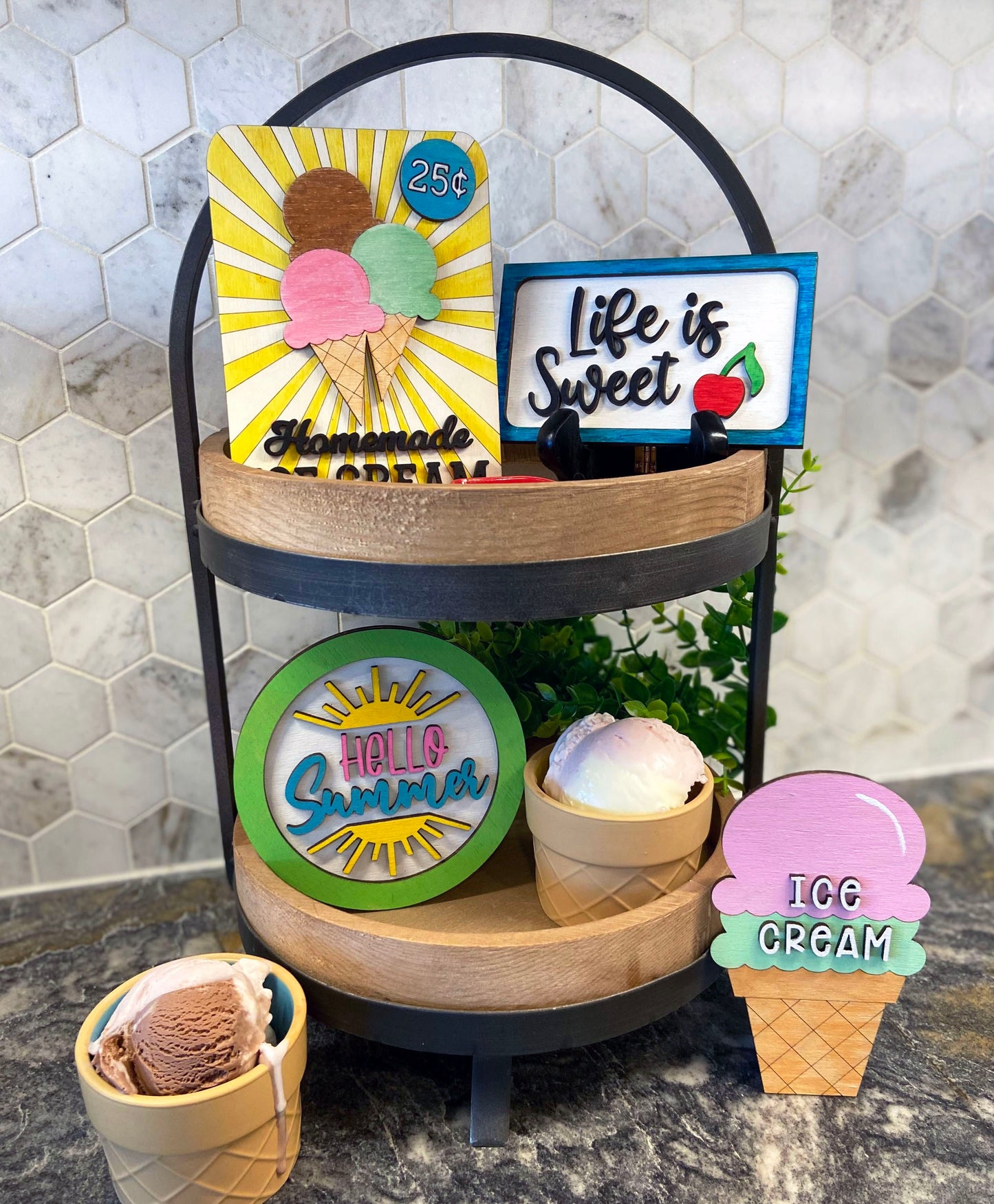 Kit de bandeja escalonada para helado Hello Summer