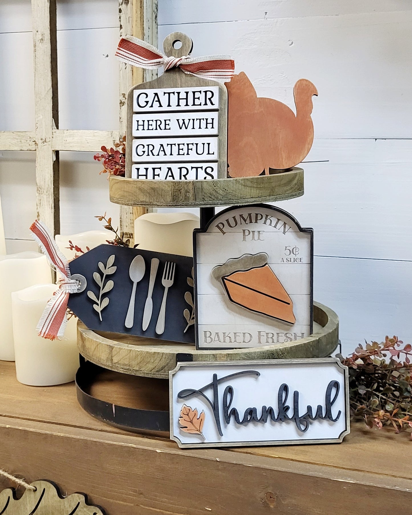 Thankful Thanksgiving Tiered Tray - Ready to Paint Kit