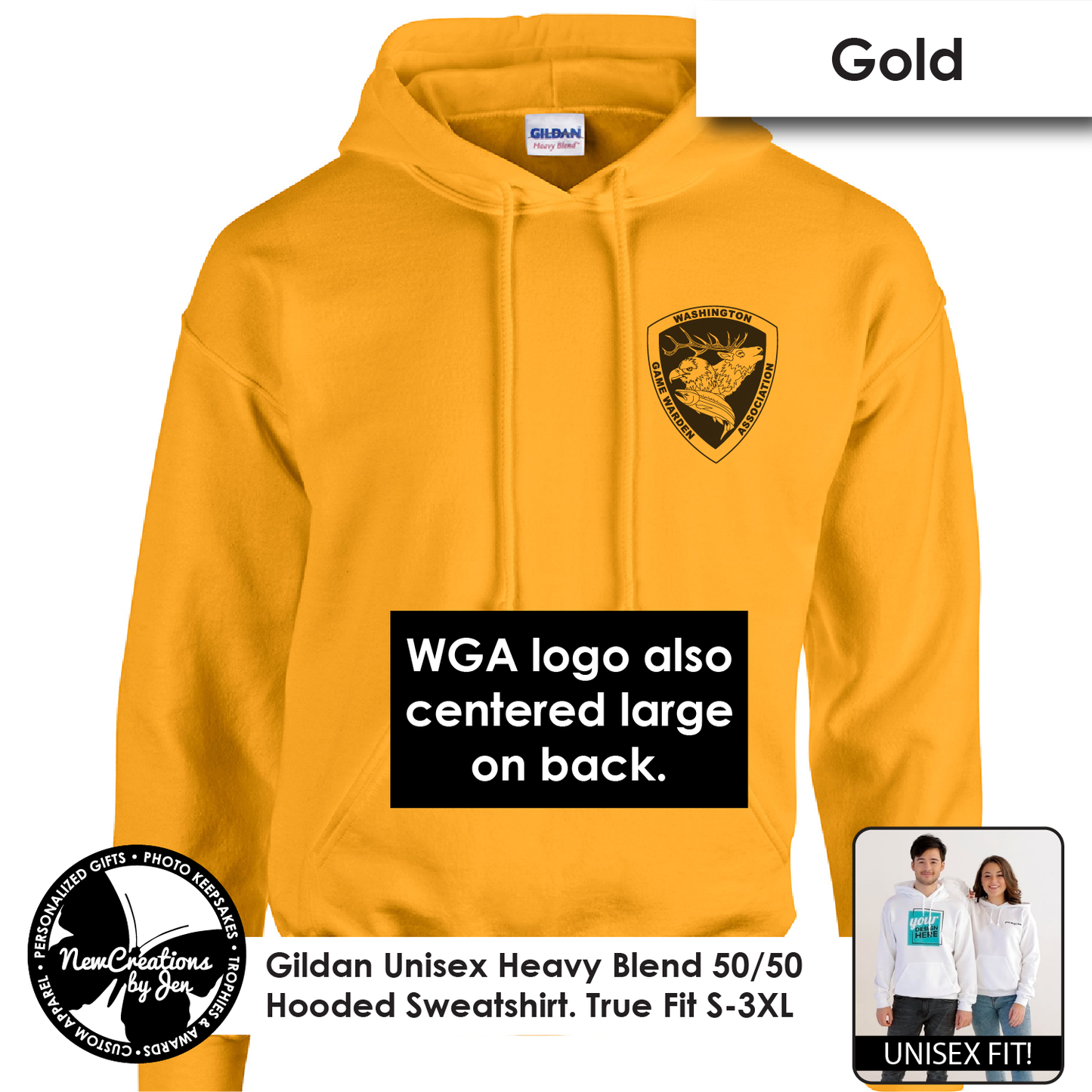 WGA - Sudadera con capucha unisex vintage