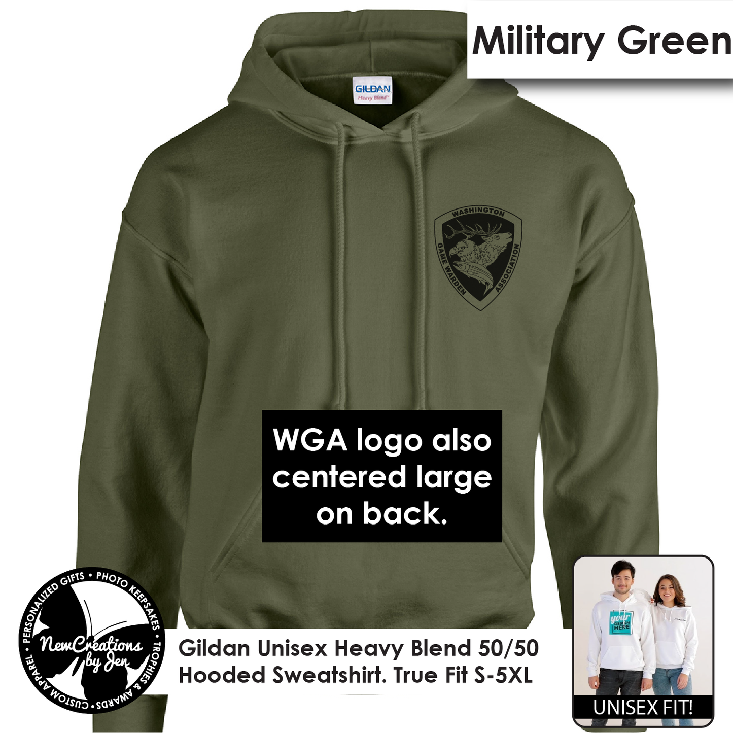 WGA - Sudadera con capucha unisex vintage
