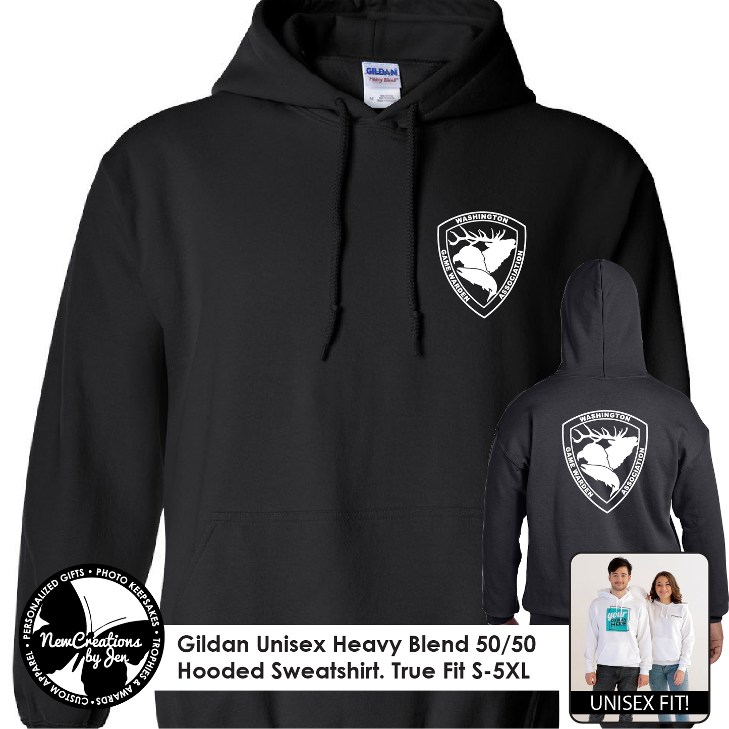 WGA - Sudadera básica negra con capucha