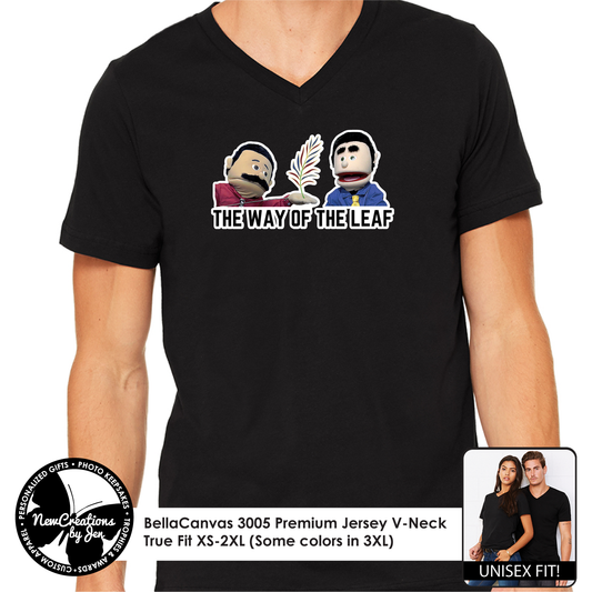 Camiseta unisex premium con cuello en V "El Camino de la Hoja"