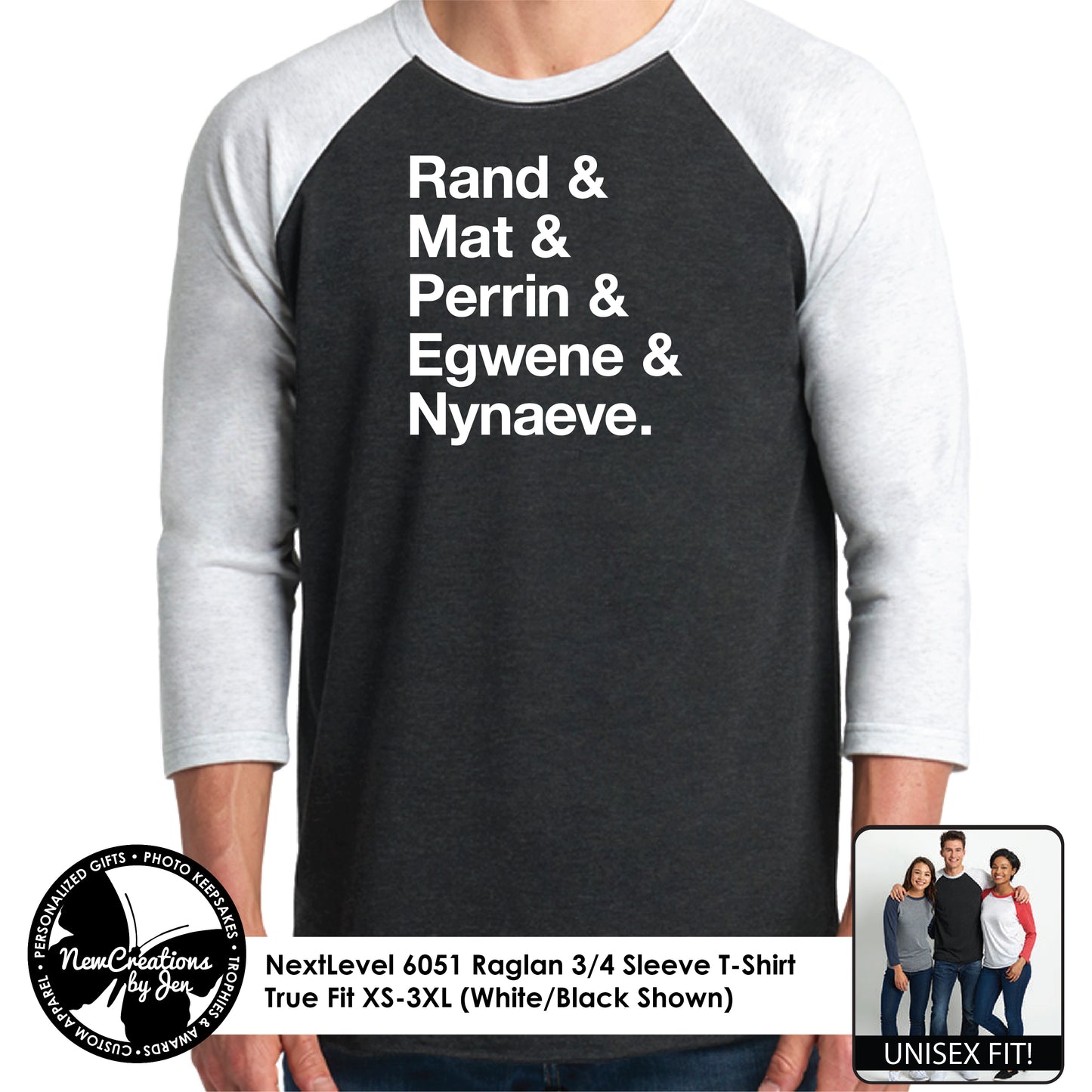 WWN - Camiseta raglán de béisbol unisex