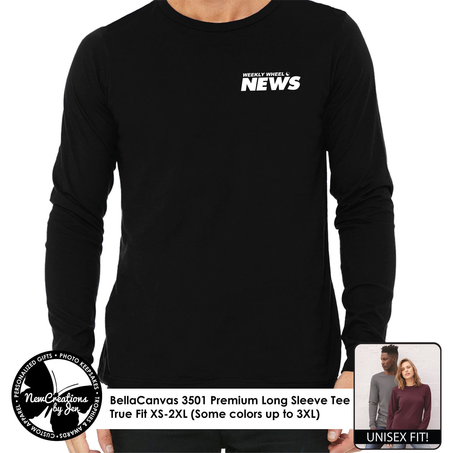 WWN - Camiseta unisex premium de manga larga