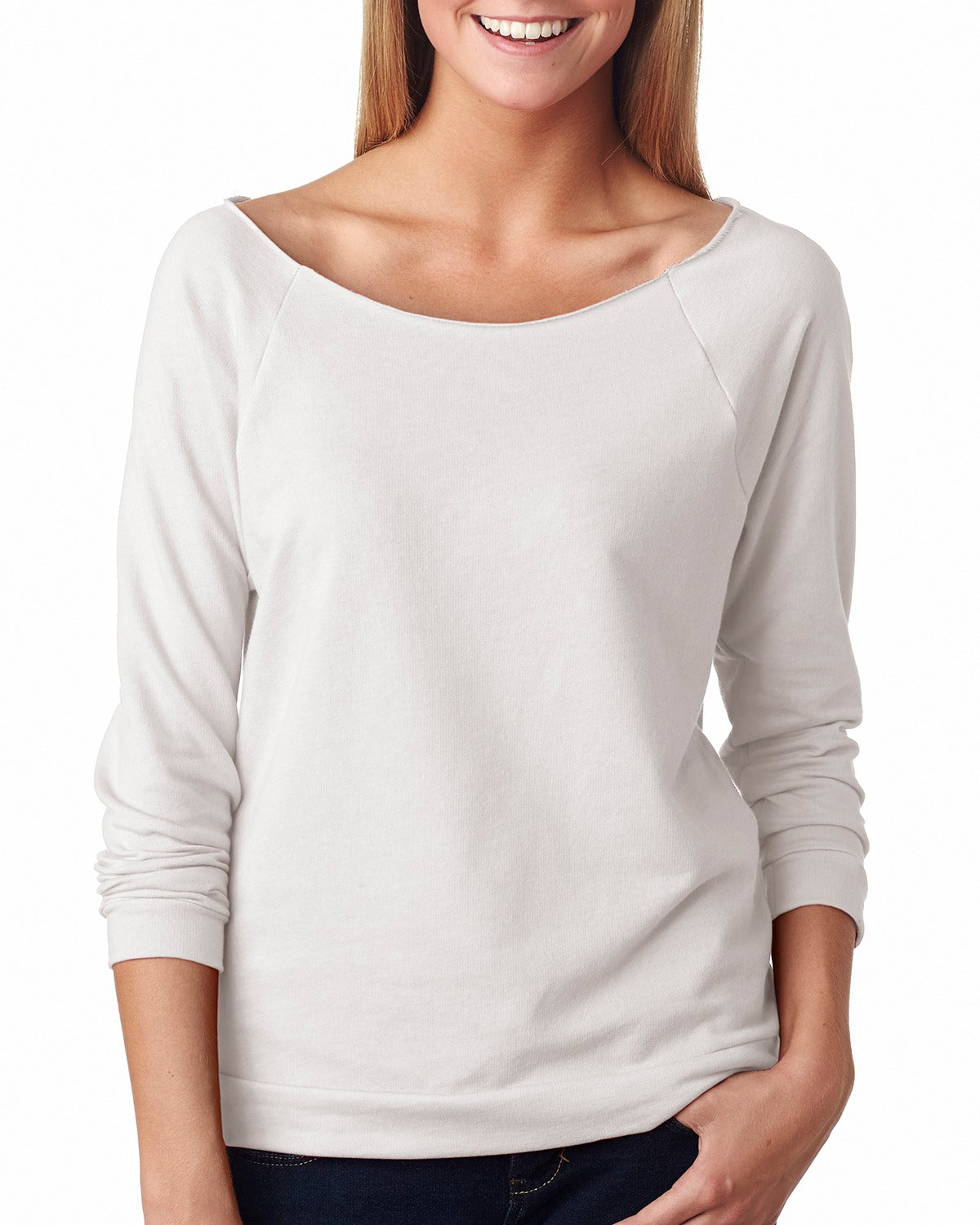 Camiseta de manga 3/4 de rizo francés para mujer, Next Level 6951