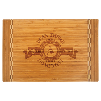 Natural Bamboo Cutting Board with Butcher Block Inlay or Ends