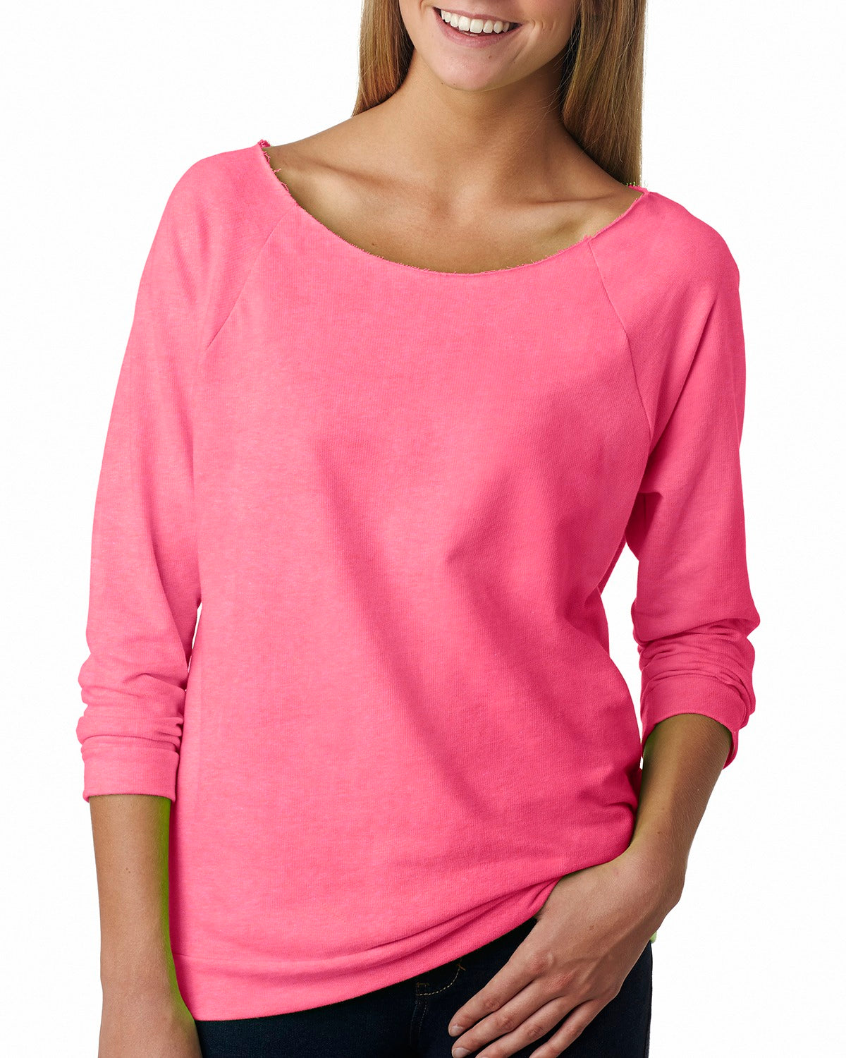 Camiseta de manga 3/4 de rizo francés para mujer, Next Level 6951