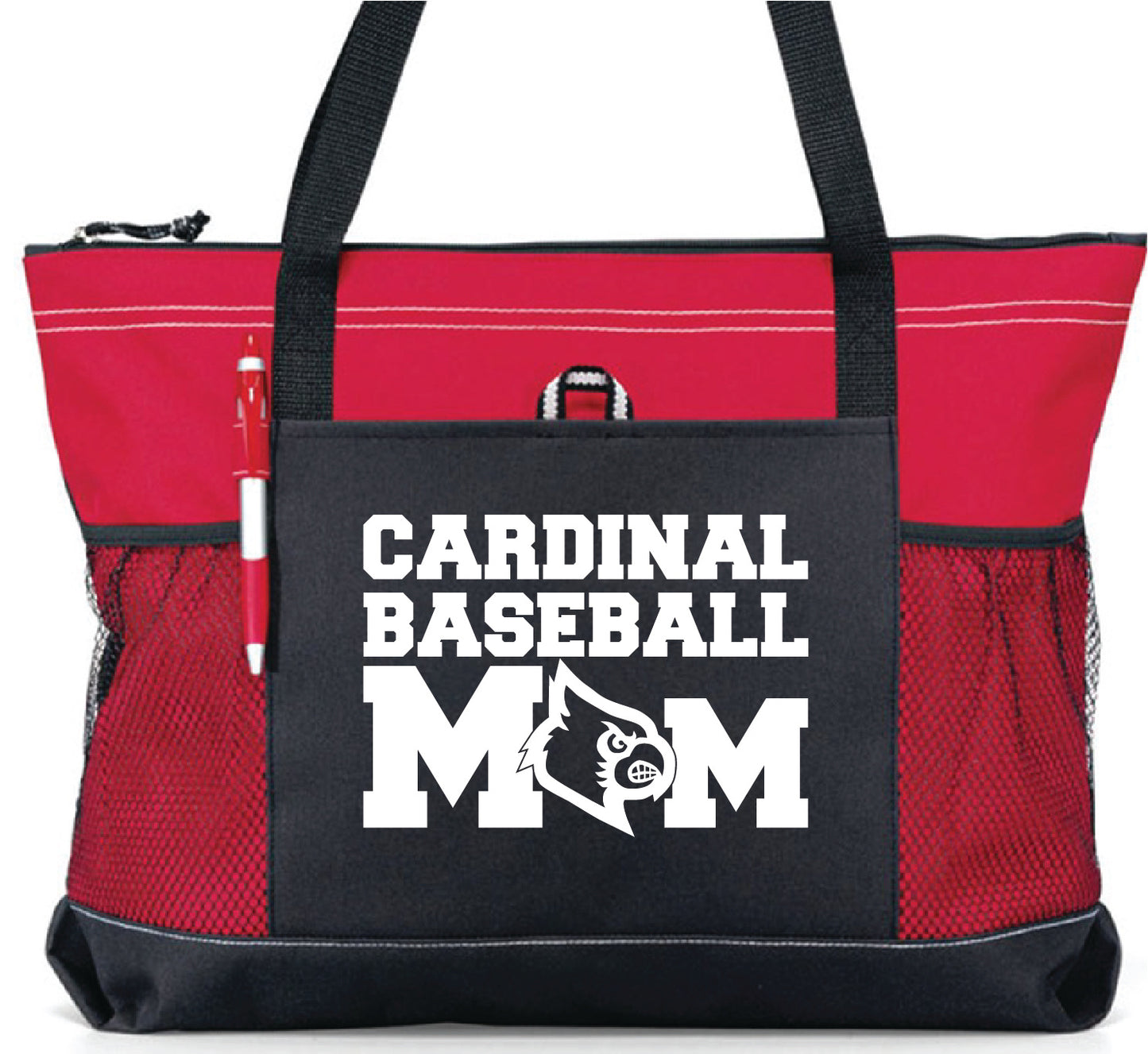 Cardinal Fan Large Custom Zippered Bag