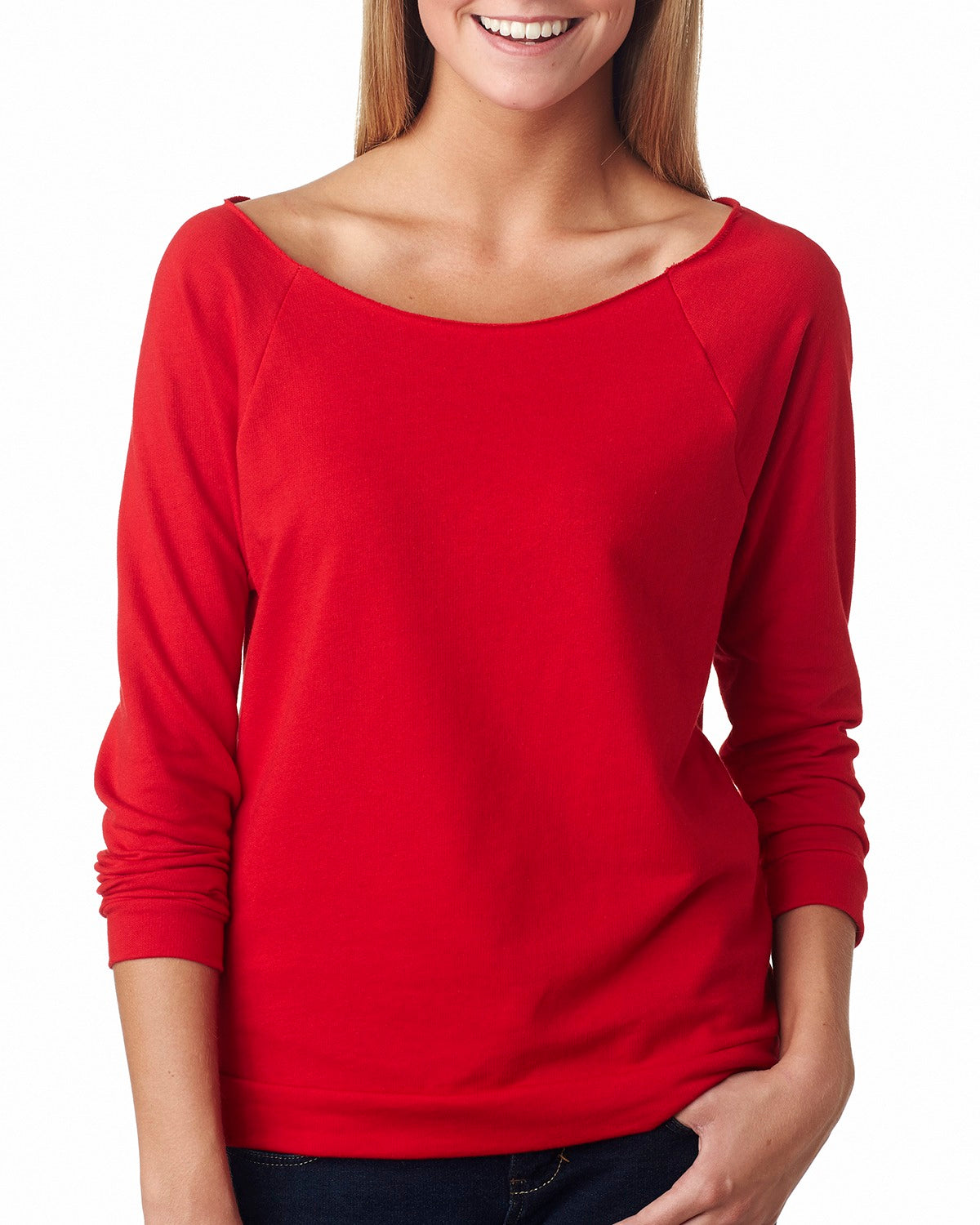 Camiseta de manga 3/4 de rizo francés para mujer, Next Level 6951