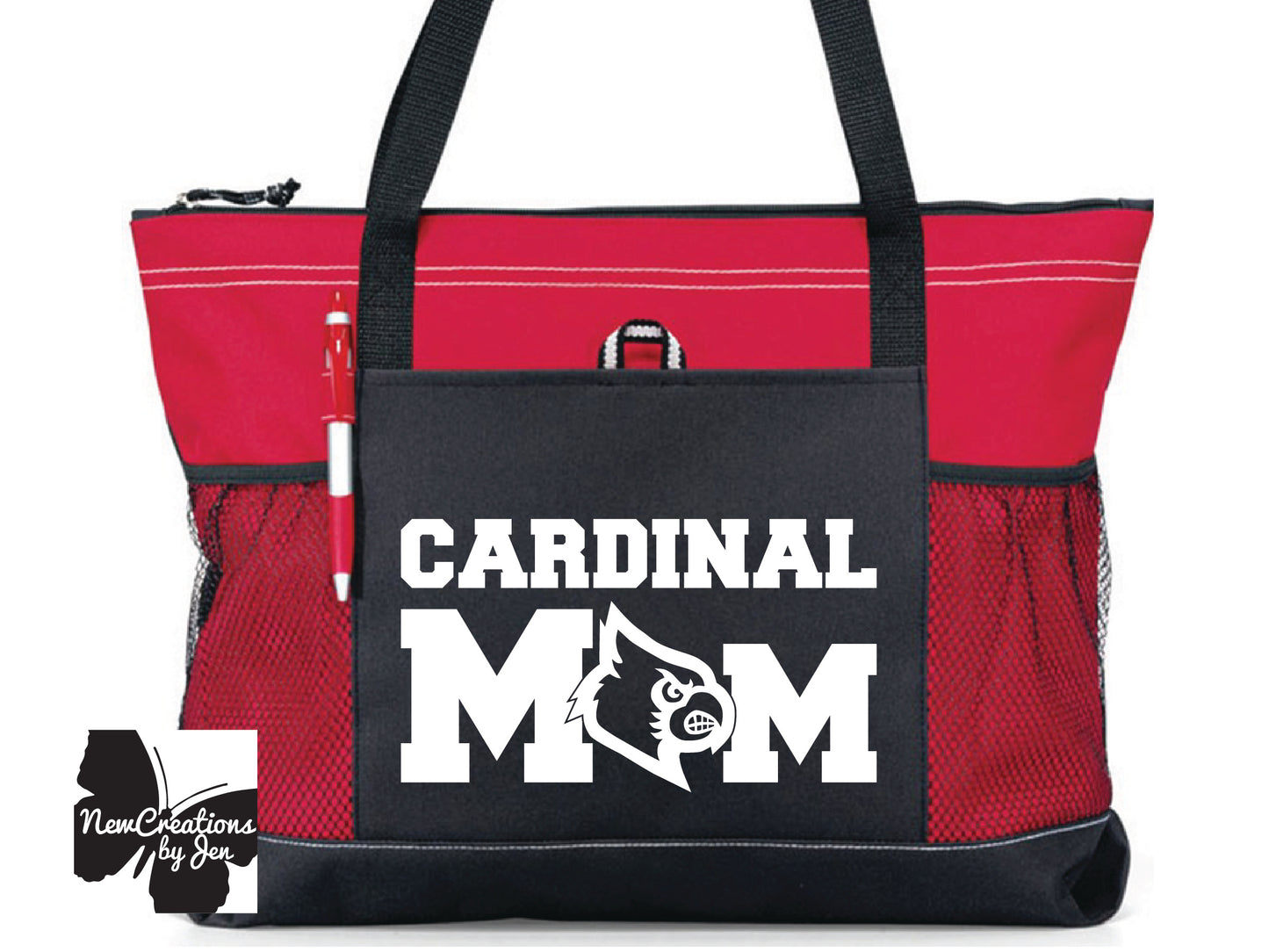 Cardinal Fan Large Custom Zippered Bag