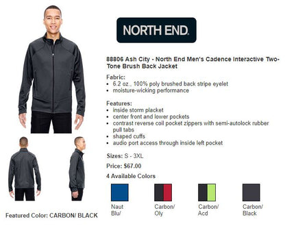 Ash City - North End Men's Cadence Interactive Two-Tone Brush Back Jacket
