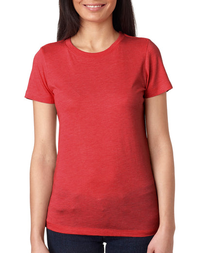 Camiseta de cuello redondo de mezcla triple para mujer