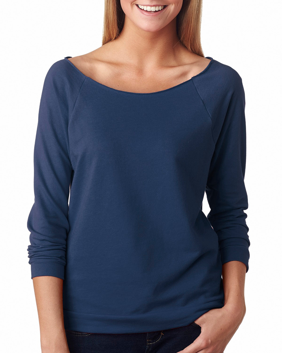 Camiseta de manga 3/4 de rizo francés para mujer, Next Level 6951