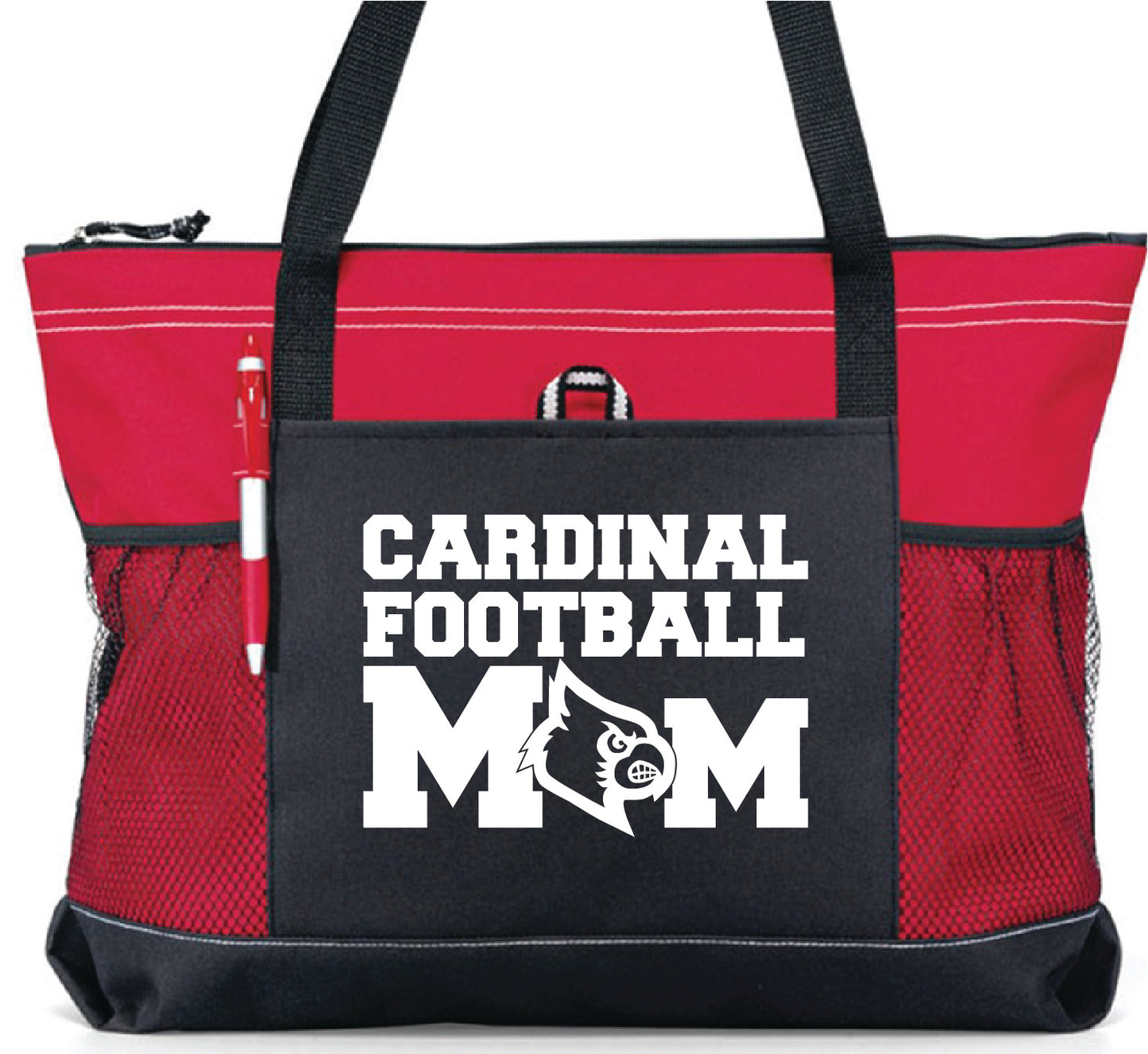 Cardinal Fan Large Custom Zippered Bag