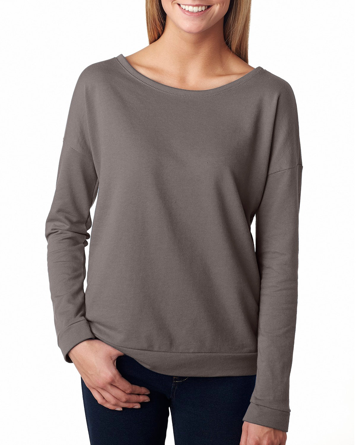Ladies' French Terry Long-Sleeve Scoop