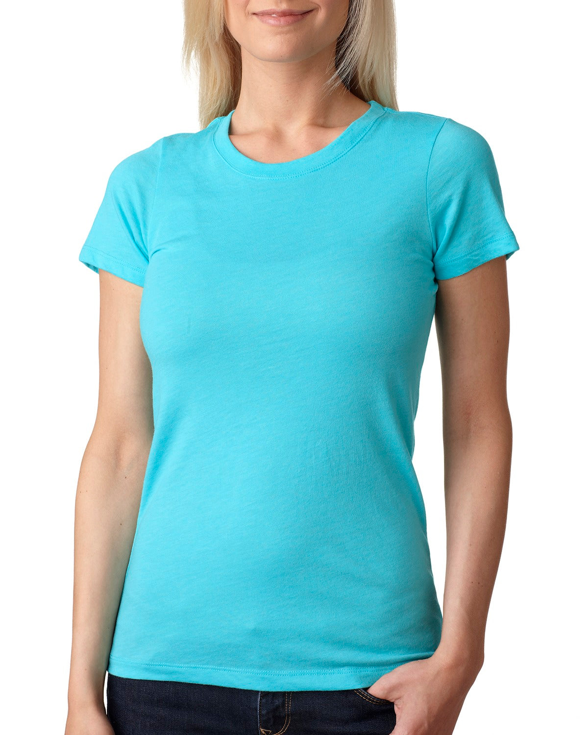 Camiseta de cuello redondo de mezcla triple para mujer