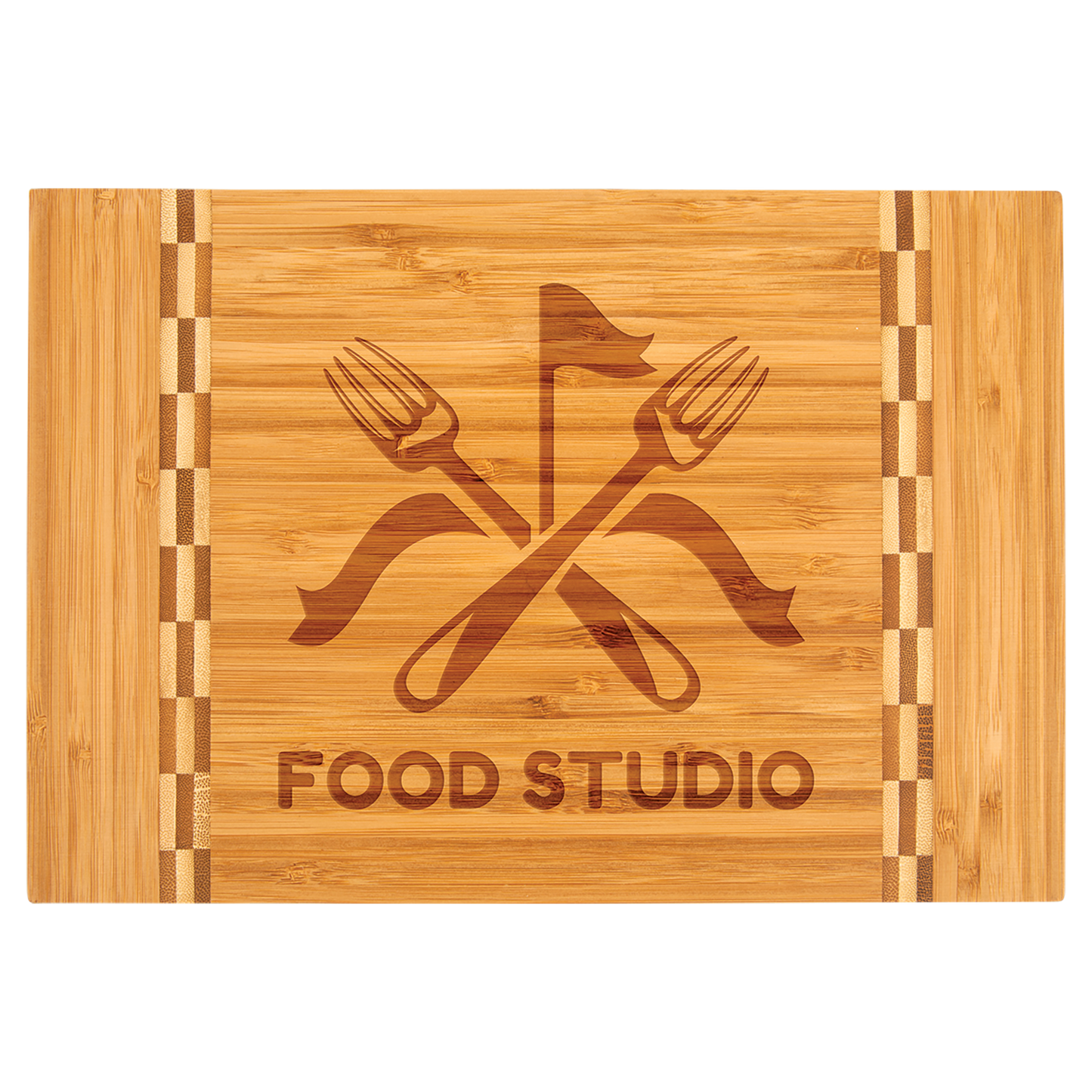 Natural Bamboo Cutting Board with Butcher Block Inlay or Ends