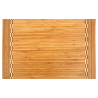 Natural Bamboo Cutting Board with Butcher Block Inlay or Ends