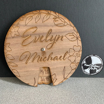 Spinner de hitos con el nombre del bebé