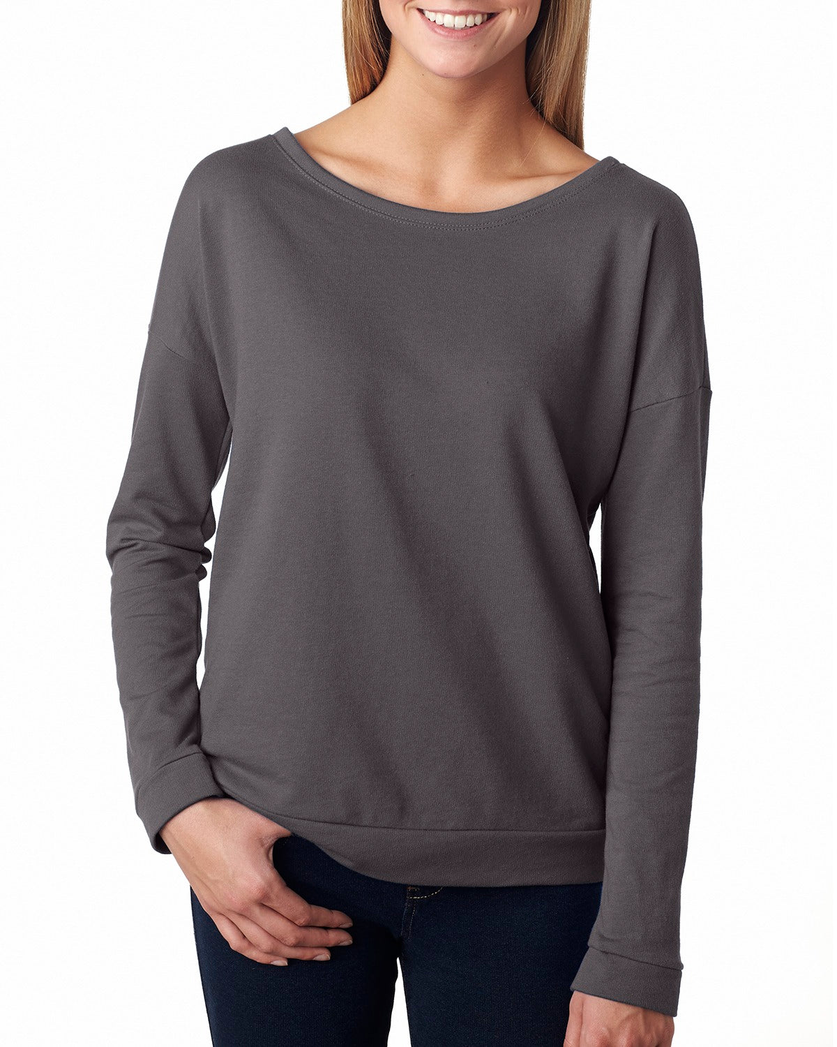 Ladies' French Terry Long-Sleeve Scoop