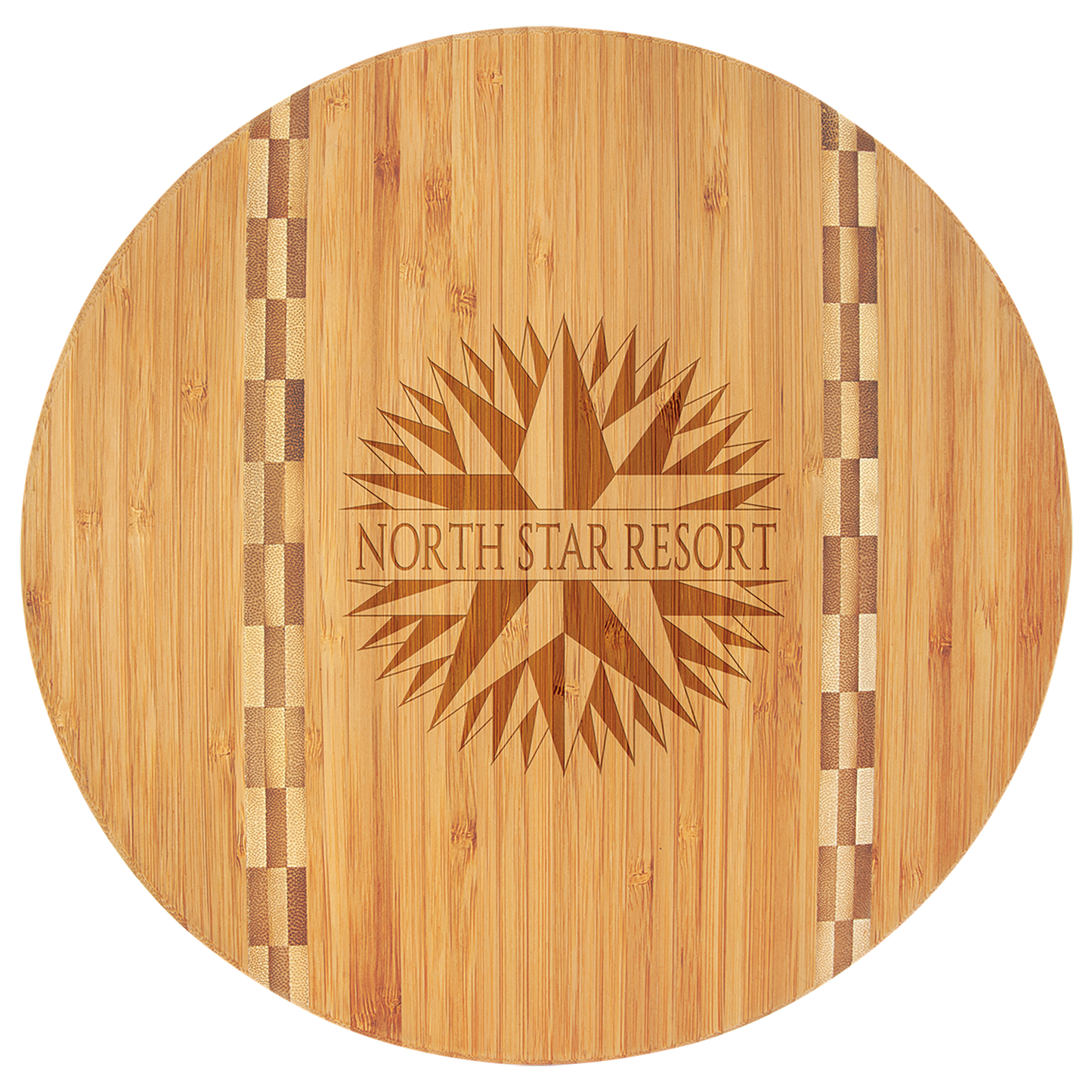 Natural Bamboo Cutting Board with Butcher Block Inlay or Ends