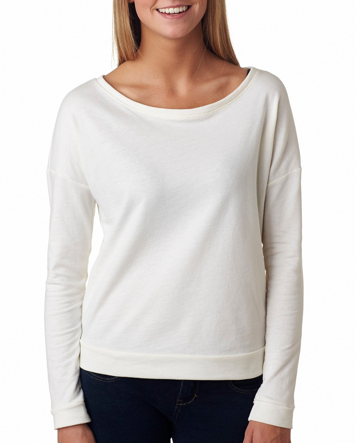 Ladies' French Terry Long-Sleeve Scoop