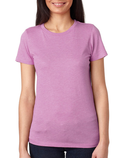 Camiseta de cuello redondo de mezcla triple para mujer