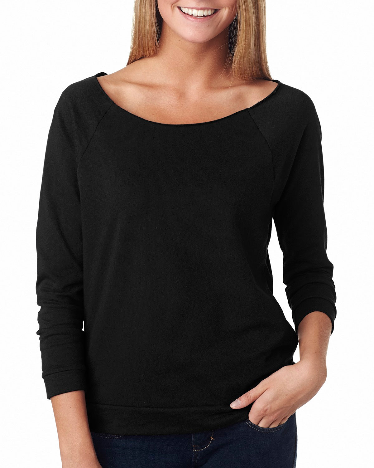 Camiseta de manga 3/4 de rizo francés para mujer, Next Level 6951