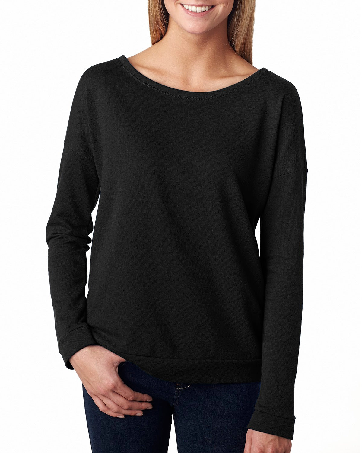 Ladies' French Terry Long-Sleeve Scoop