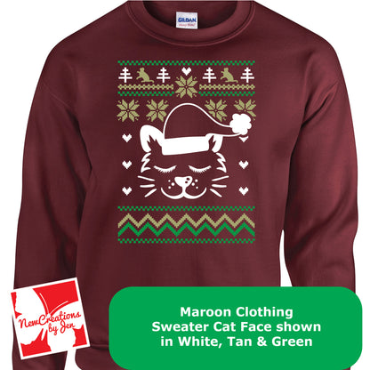 Sudadera básica de cuello redondo con diseño de gato navideño G180