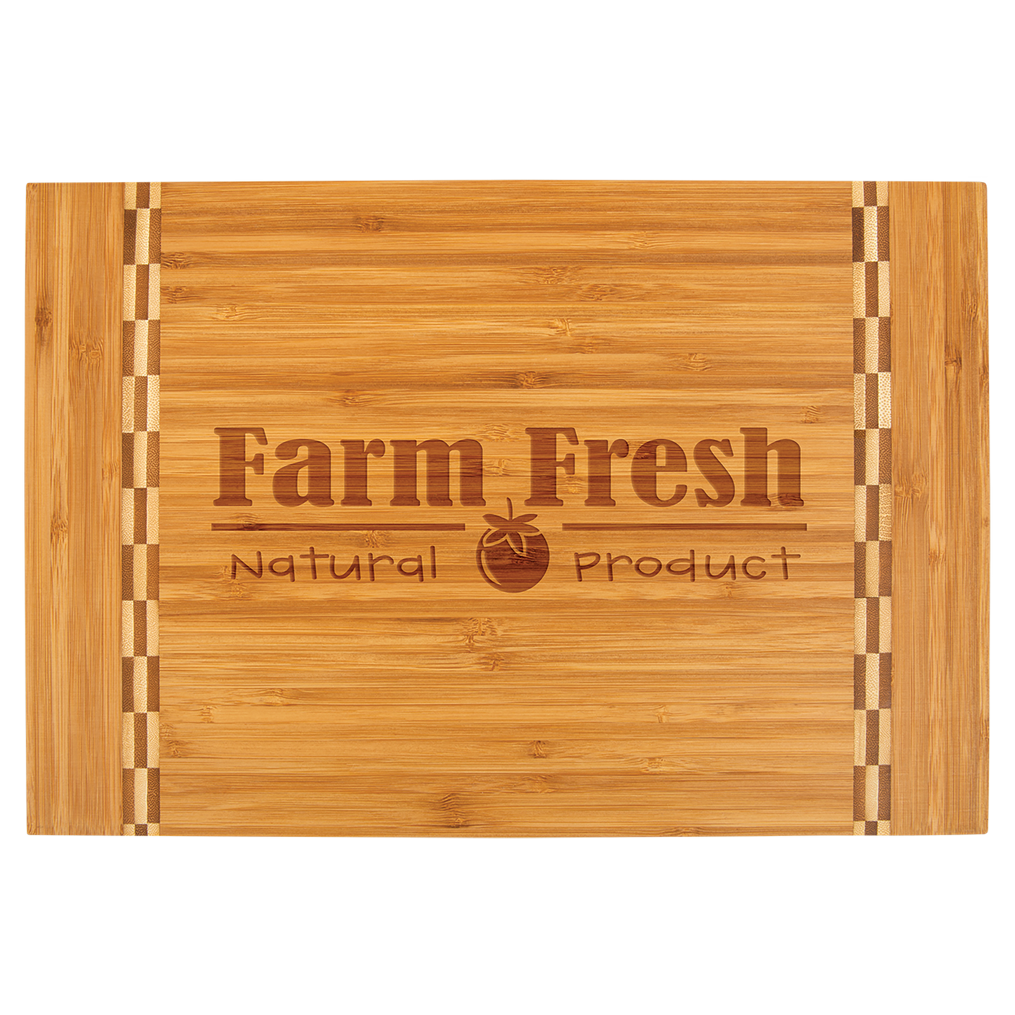 Natural Bamboo Cutting Board with Butcher Block Inlay or Ends