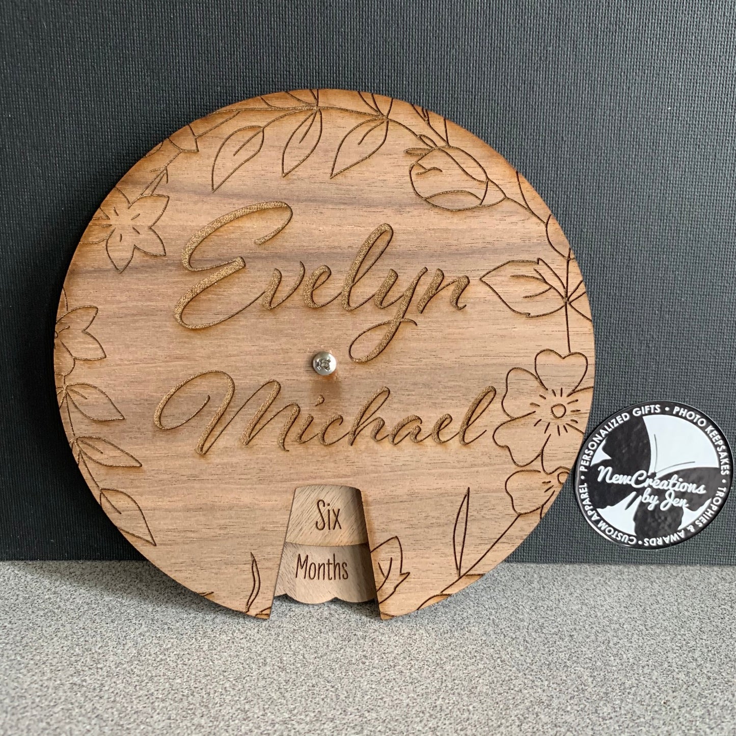 Spinner de hitos con el nombre del bebé