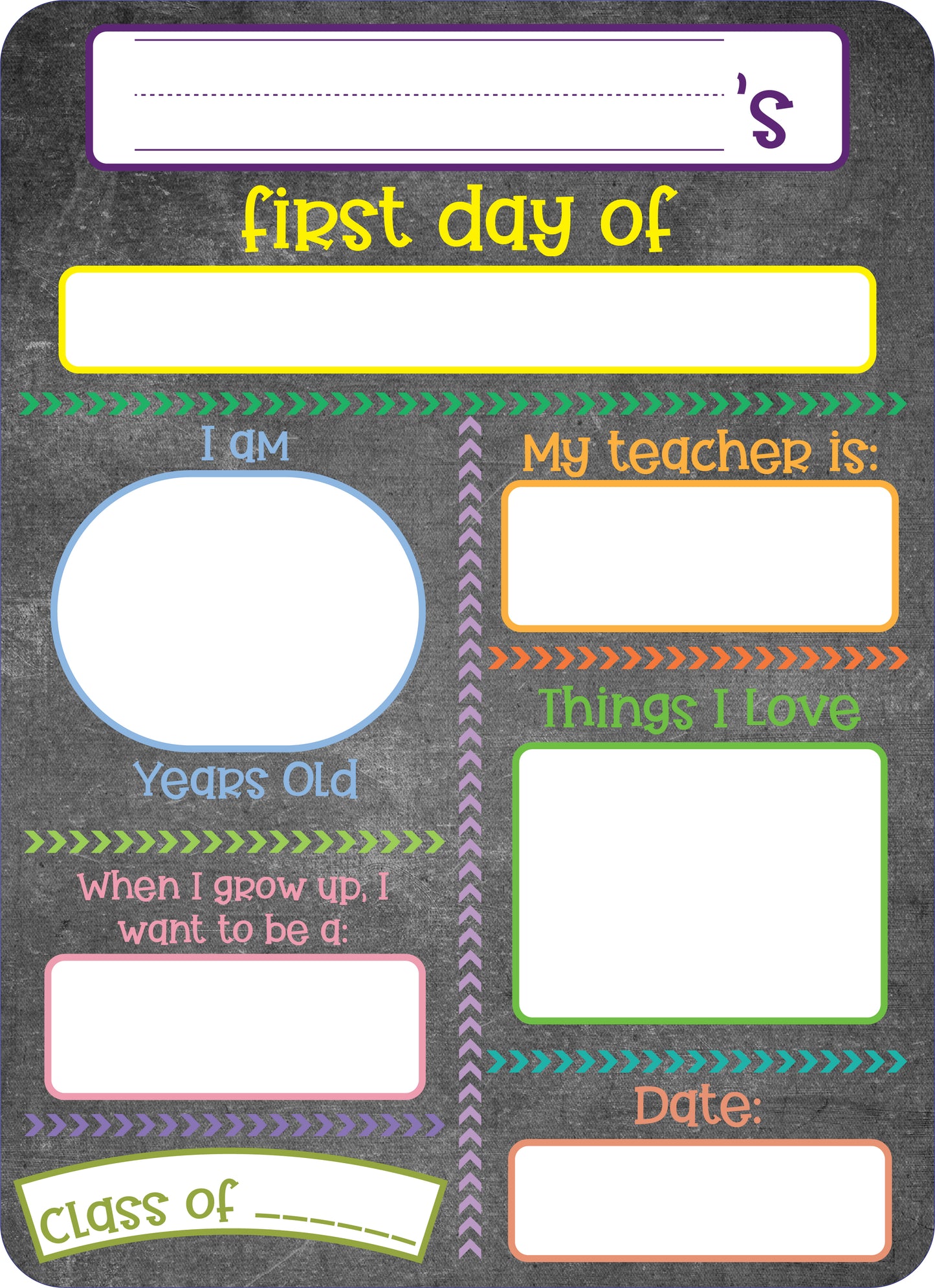 First Day - Dry Erase Board **REUSABLE**